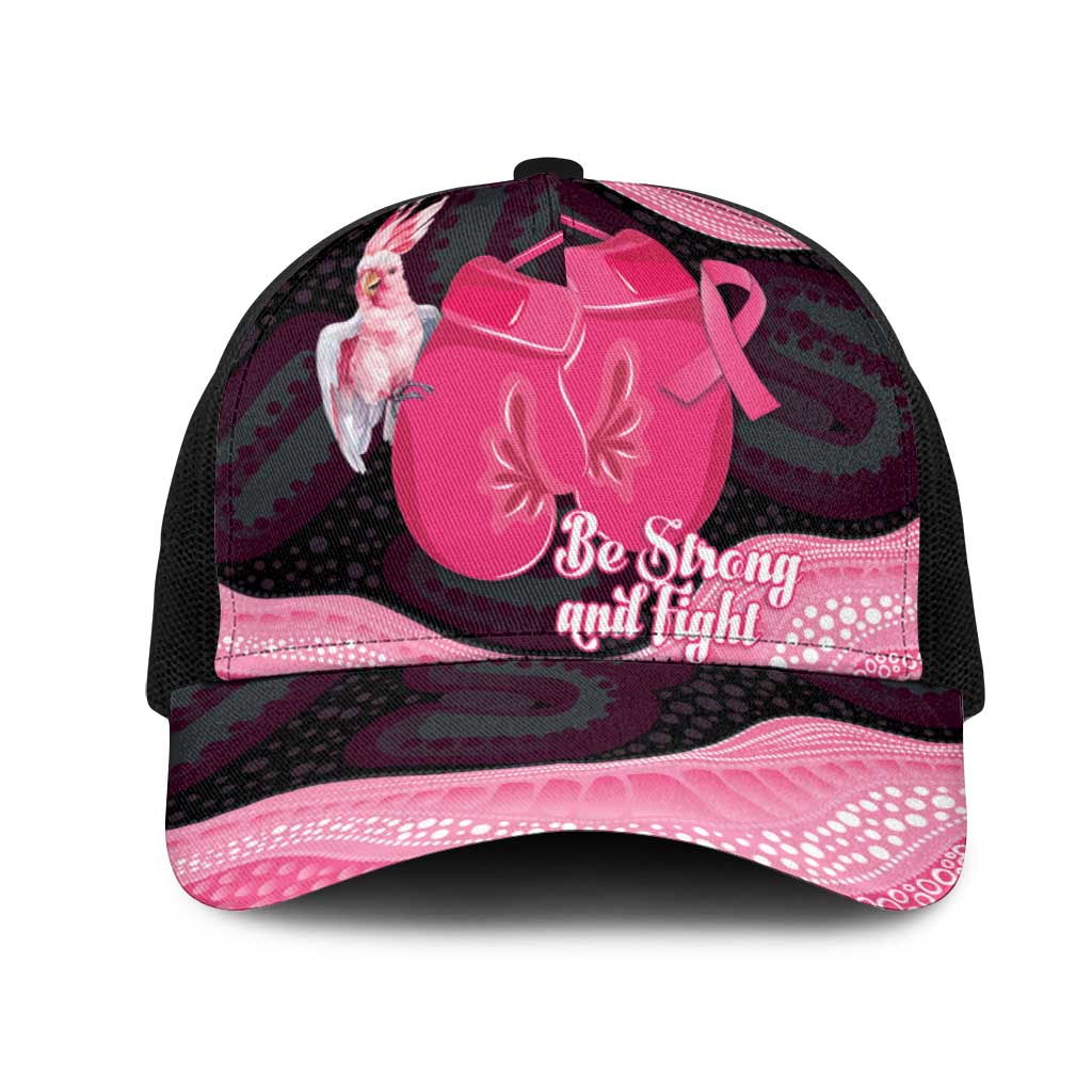Australia Breast Cancer Support Mesh Trucker Cap Pink Cockatoo Fight Boxing Gloves Aboriginal Art