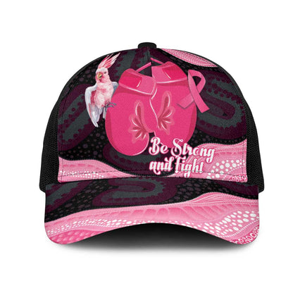 Australia Breast Cancer Support Mesh Trucker Cap Pink Cockatoo Fight Boxing Gloves Aboriginal Art