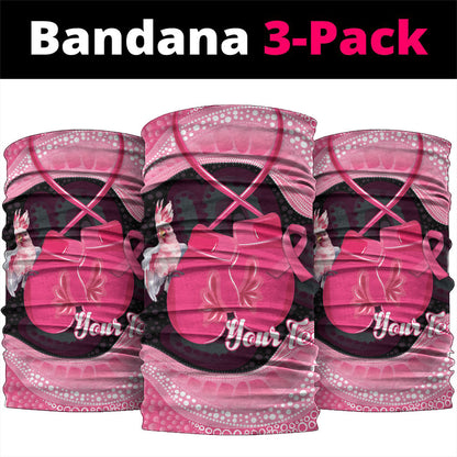Personalised Australia Breast Cancer Support Neck Gaiter Pink Cockatoo Fight Boxing Gloves Aboriginal Art