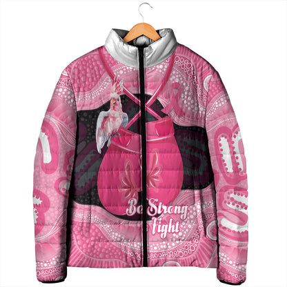 Personalised Australia Breast Cancer Support Padded Jacket Pink Cockatoo Fight Boxing Gloves Aboriginal Art