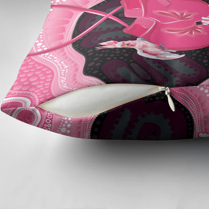 Personalised Australia Breast Cancer Support Pillow Cover Pink Cockatoo Fight Boxing Gloves Aboriginal Art