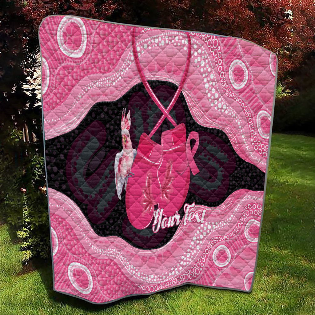 Personalised Australia Breast Cancer Support Quilt Pink Cockatoo Fight Boxing Gloves Aboriginal Art