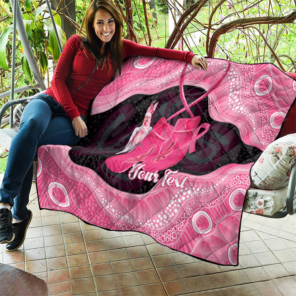 Personalised Australia Breast Cancer Support Quilt Pink Cockatoo Fight Boxing Gloves Aboriginal Art