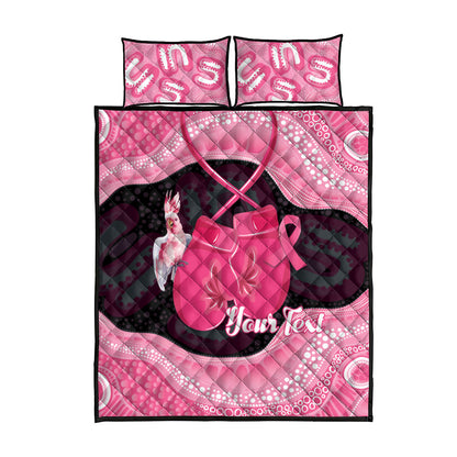 Personalised Australia Breast Cancer Support Quilt Bed Set Pink Cockatoo Fight Boxing Gloves Aboriginal Art