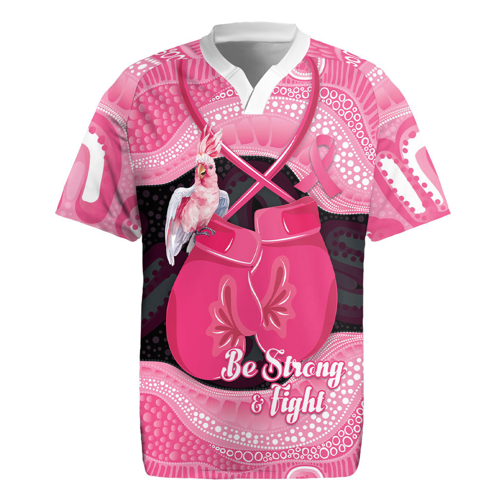 Personalised Australia Breast Cancer Support Rugby Jersey Pink Cockatoo Fight Boxing Gloves Aboriginal Art