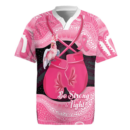 Personalised Australia Breast Cancer Support Rugby Jersey Pink Cockatoo Fight Boxing Gloves Aboriginal Art