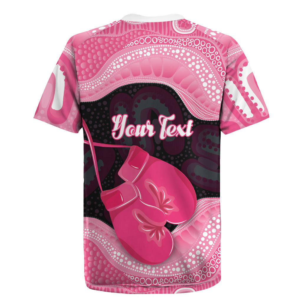 Personalised Australia Breast Cancer Support Rugby Jersey Pink Cockatoo Fight Boxing Gloves Aboriginal Art