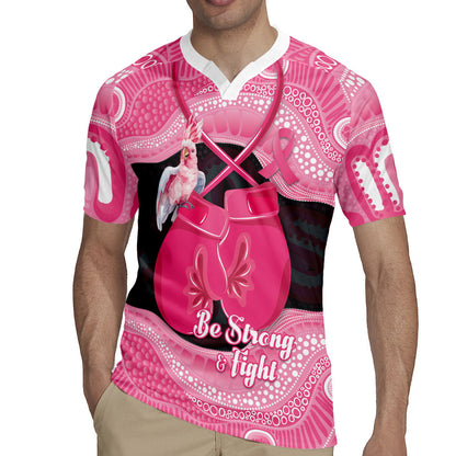 Personalised Australia Breast Cancer Support Rugby Jersey Pink Cockatoo Fight Boxing Gloves Aboriginal Art
