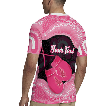 Personalised Australia Breast Cancer Support Rugby Jersey Pink Cockatoo Fight Boxing Gloves Aboriginal Art