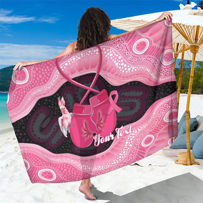 Personalised Australia Breast Cancer Support Sarong Pink Cockatoo Fight Boxing Gloves Aboriginal Art