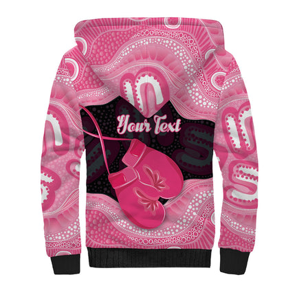Personalised Australia Breast Cancer Support Sherpa Hoodie Pink Cockatoo Fight Boxing Gloves Aboriginal Art