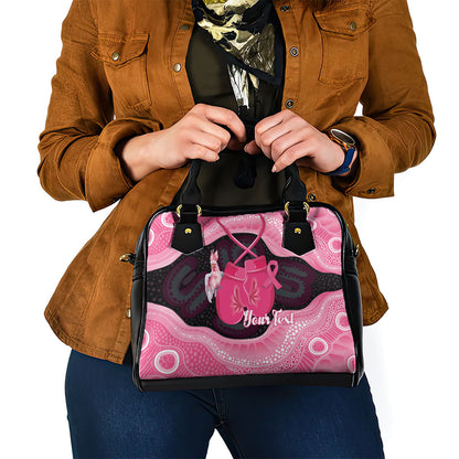 Personalised Australia Breast Cancer Support Shoulder Handbag Pink Cockatoo Fight Boxing Gloves Aboriginal Art