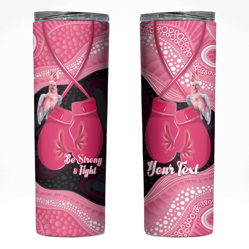 Personalised Australia Breast Cancer Support Skinny Tumbler Pink Cockatoo Fight Boxing Gloves Aboriginal Art