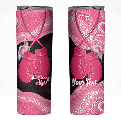 Personalised Australia Breast Cancer Support Skinny Tumbler Pink Cockatoo Fight Boxing Gloves Aboriginal Art