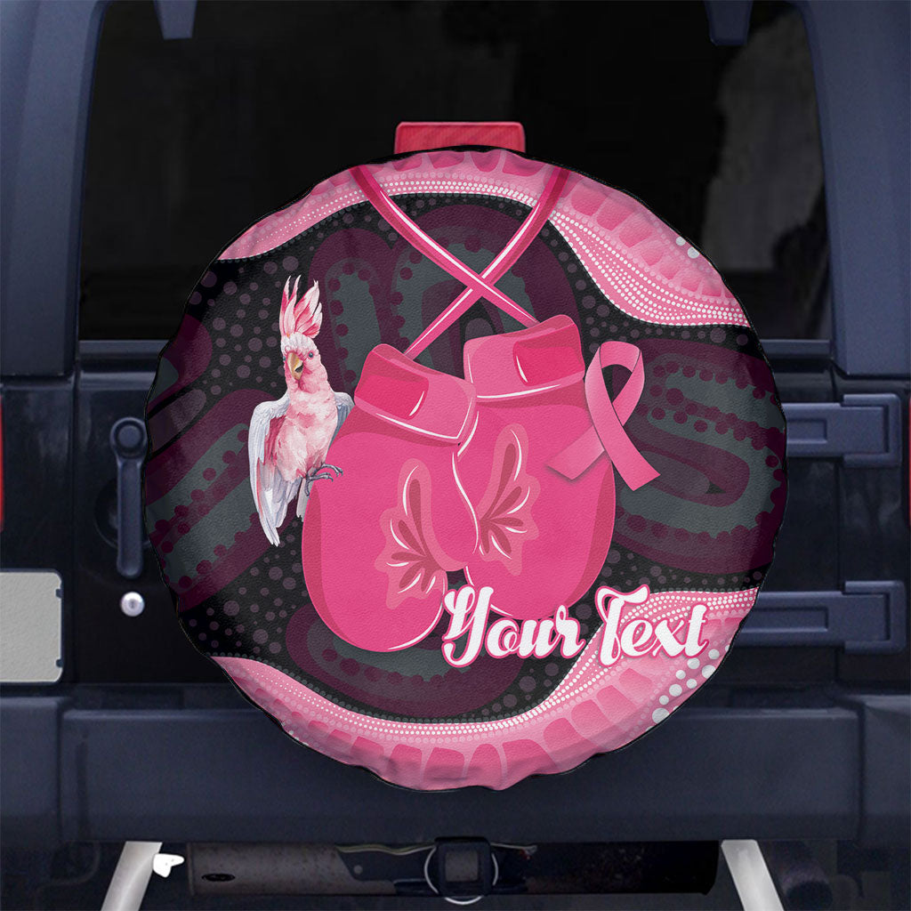 Personalised Australia Breast Cancer Support Spare Tire Cover Pink Cockatoo Fight Boxing Gloves Aboriginal Art