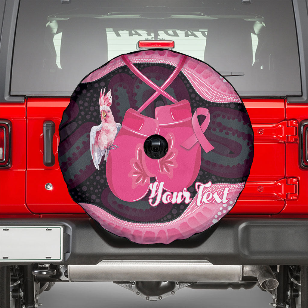 Personalised Australia Breast Cancer Support Spare Tire Cover Pink Cockatoo Fight Boxing Gloves Aboriginal Art