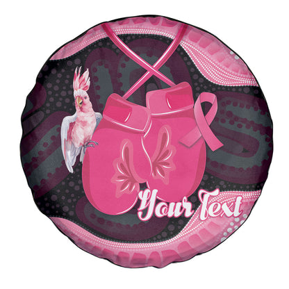Personalised Australia Breast Cancer Support Spare Tire Cover Pink Cockatoo Fight Boxing Gloves Aboriginal Art