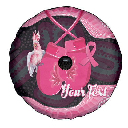 Personalised Australia Breast Cancer Support Spare Tire Cover Pink Cockatoo Fight Boxing Gloves Aboriginal Art