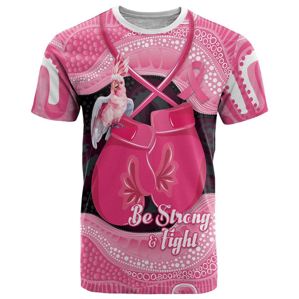 Personalised Australia Breast Cancer Support T Shirt Pink Cockatoo Fight Boxing Gloves Aboriginal Art