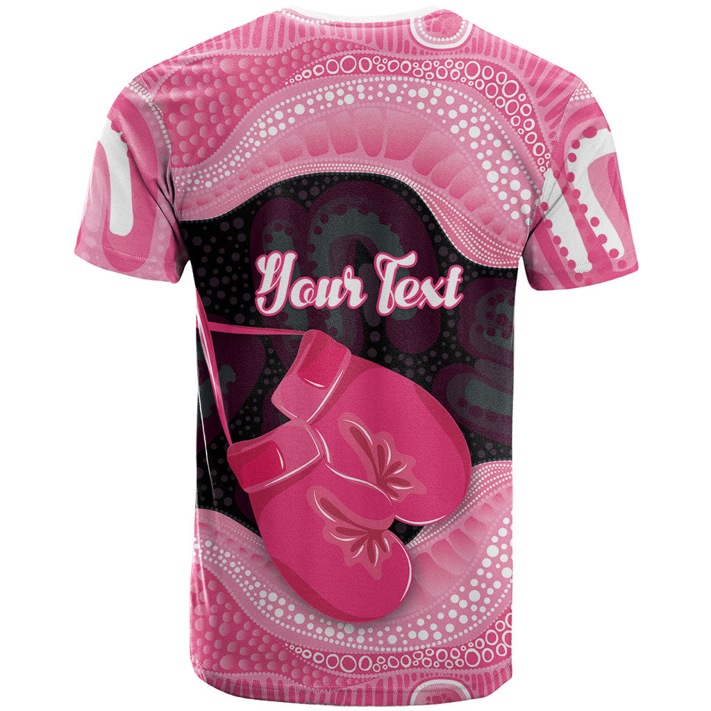 Personalised Australia Breast Cancer Support T Shirt Pink Cockatoo Fight Boxing Gloves Aboriginal Art