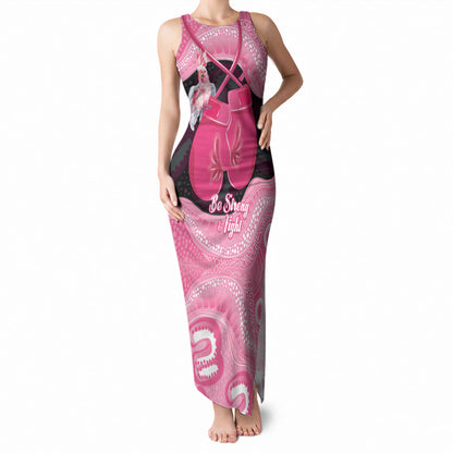 Personalised Australia Breast Cancer Support Tank Maxi Dress Pink Cockatoo Fight Boxing Gloves Aboriginal Art