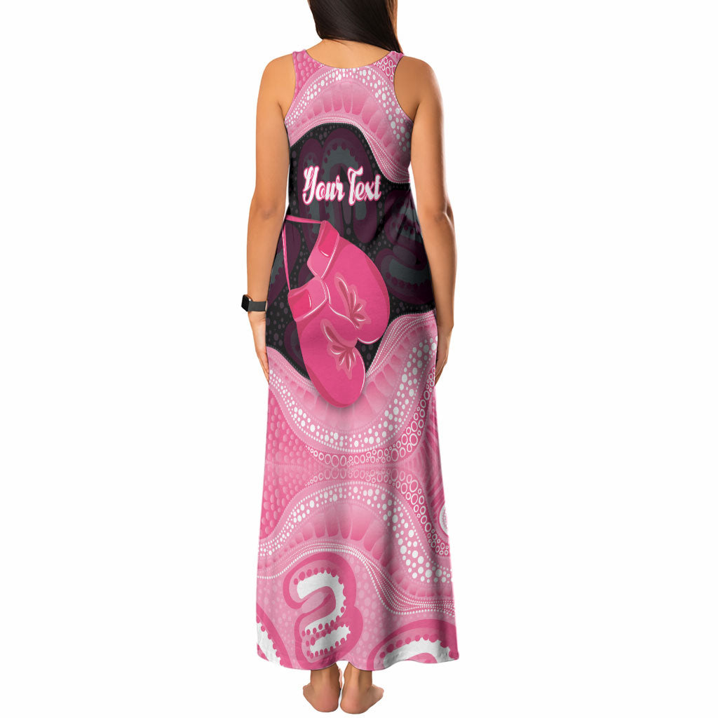 Personalised Australia Breast Cancer Support Tank Maxi Dress Pink Cockatoo Fight Boxing Gloves Aboriginal Art