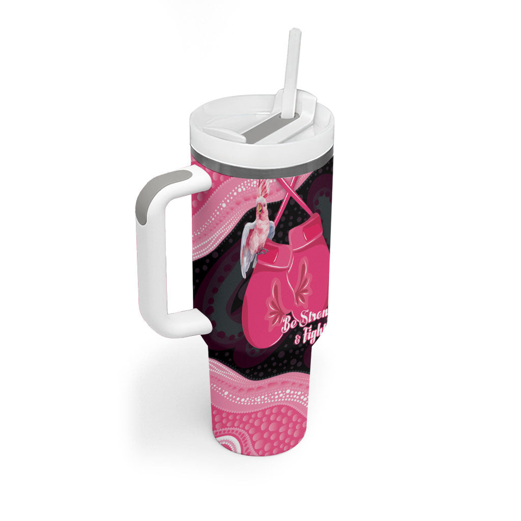 Personalised Australia Breast Cancer Support Tumbler With Handle Pink Cockatoo Fight Boxing Gloves Aboriginal Art