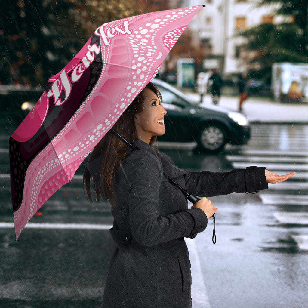 Personalised Australia Breast Cancer Support Umbrella Pink Cockatoo Fight Boxing Gloves Aboriginal Art