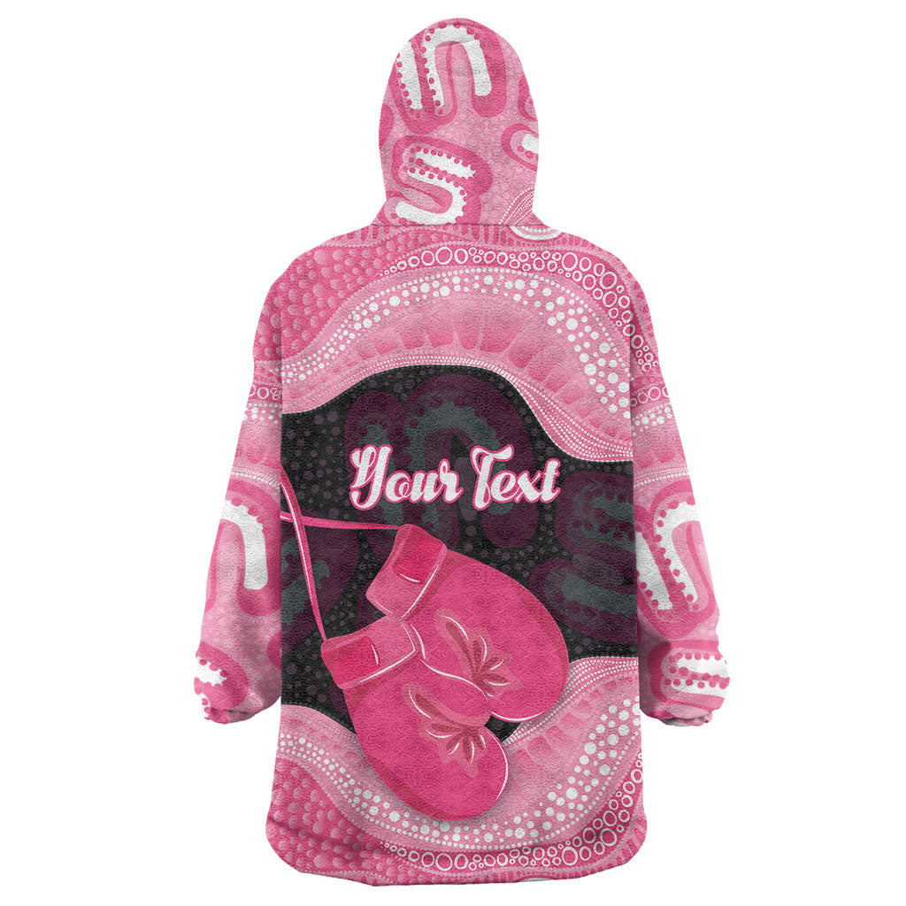 Personalised Australia Breast Cancer Support Wearable Blanket Hoodie Pink Cockatoo Fight Boxing Gloves Aboriginal Art
