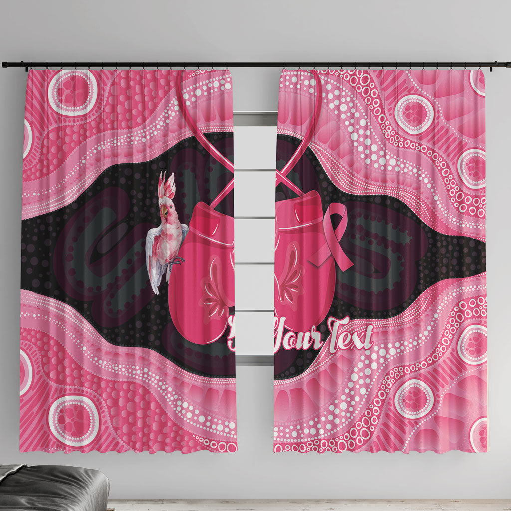 Personalised Australia Breast Cancer Support Window Curtain Pink Cockatoo Fight Boxing Gloves Aboriginal Art
