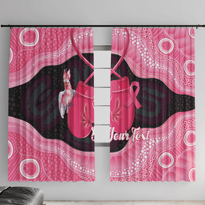 Personalised Australia Breast Cancer Support Window Curtain Pink Cockatoo Fight Boxing Gloves Aboriginal Art