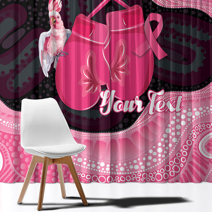 Personalised Australia Breast Cancer Support Window Curtain Pink Cockatoo Fight Boxing Gloves Aboriginal Art
