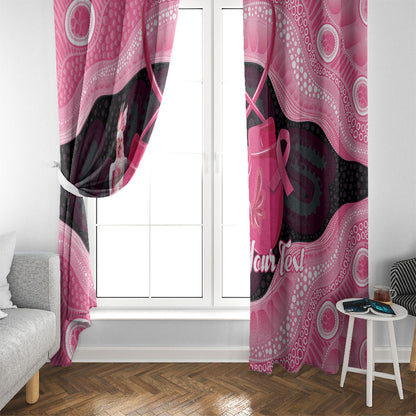 Personalised Australia Breast Cancer Support Window Curtain Pink Cockatoo Fight Boxing Gloves Aboriginal Art