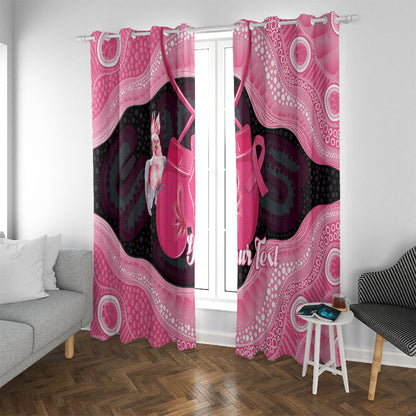 Personalised Australia Breast Cancer Support Window Curtain Pink Cockatoo Fight Boxing Gloves Aboriginal Art