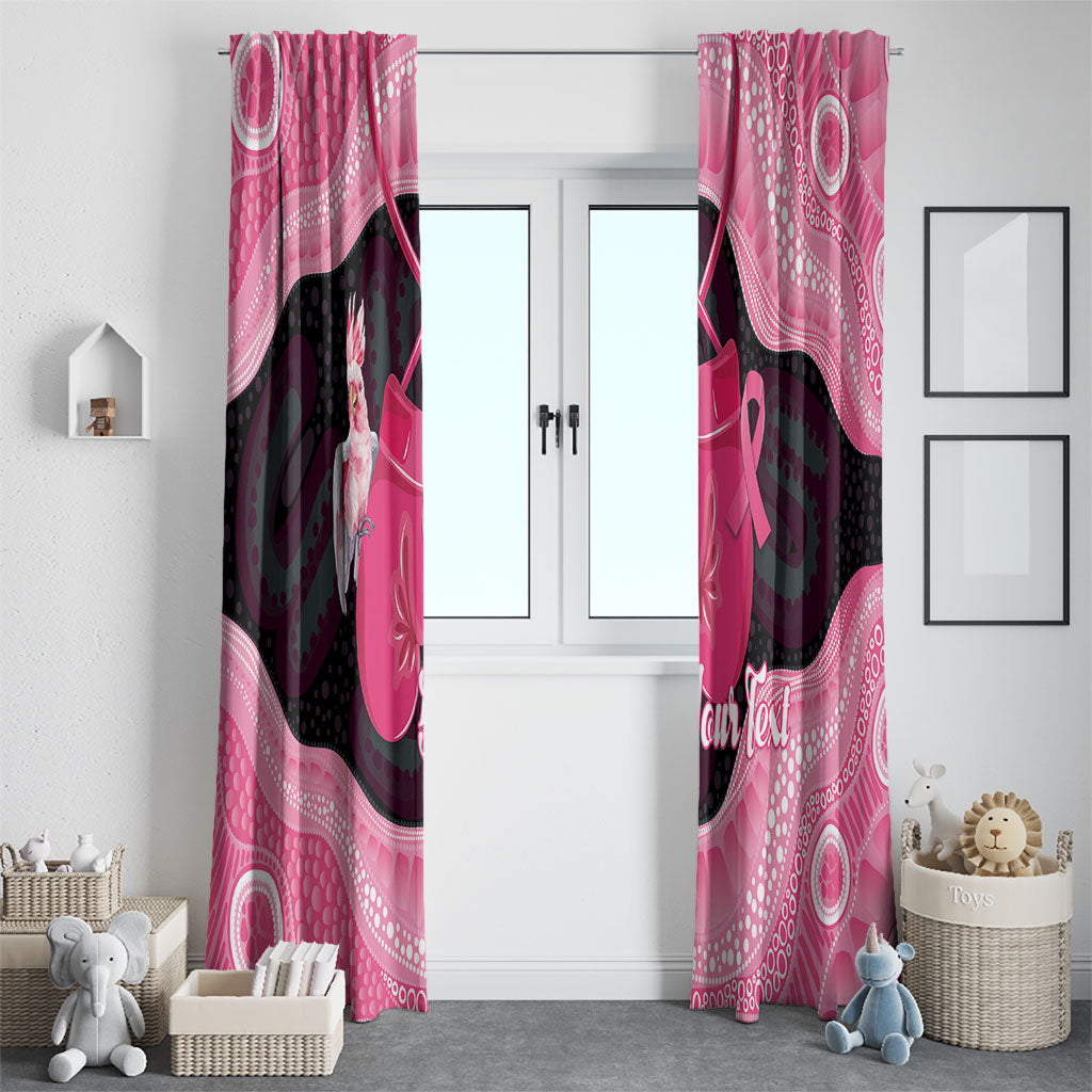 Personalised Australia Breast Cancer Support Window Curtain Pink Cockatoo Fight Boxing Gloves Aboriginal Art