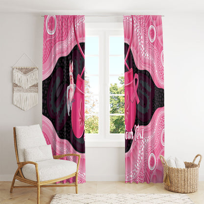 Personalised Australia Breast Cancer Support Window Curtain Pink Cockatoo Fight Boxing Gloves Aboriginal Art