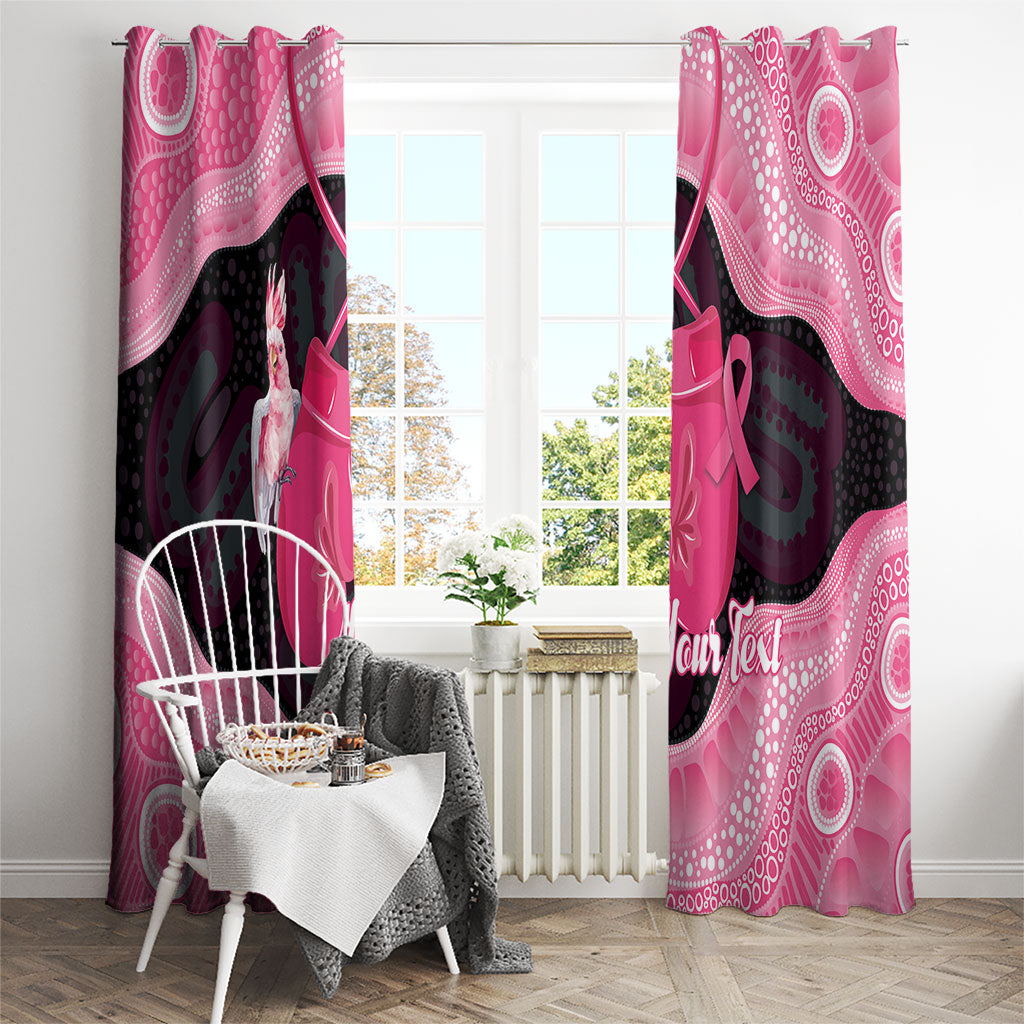 Personalised Australia Breast Cancer Support Window Curtain Pink Cockatoo Fight Boxing Gloves Aboriginal Art