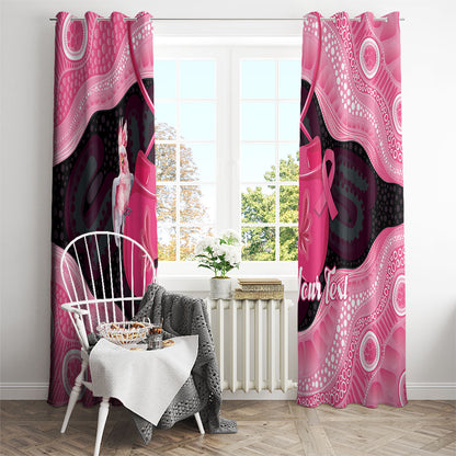 Personalised Australia Breast Cancer Support Window Curtain Pink Cockatoo Fight Boxing Gloves Aboriginal Art