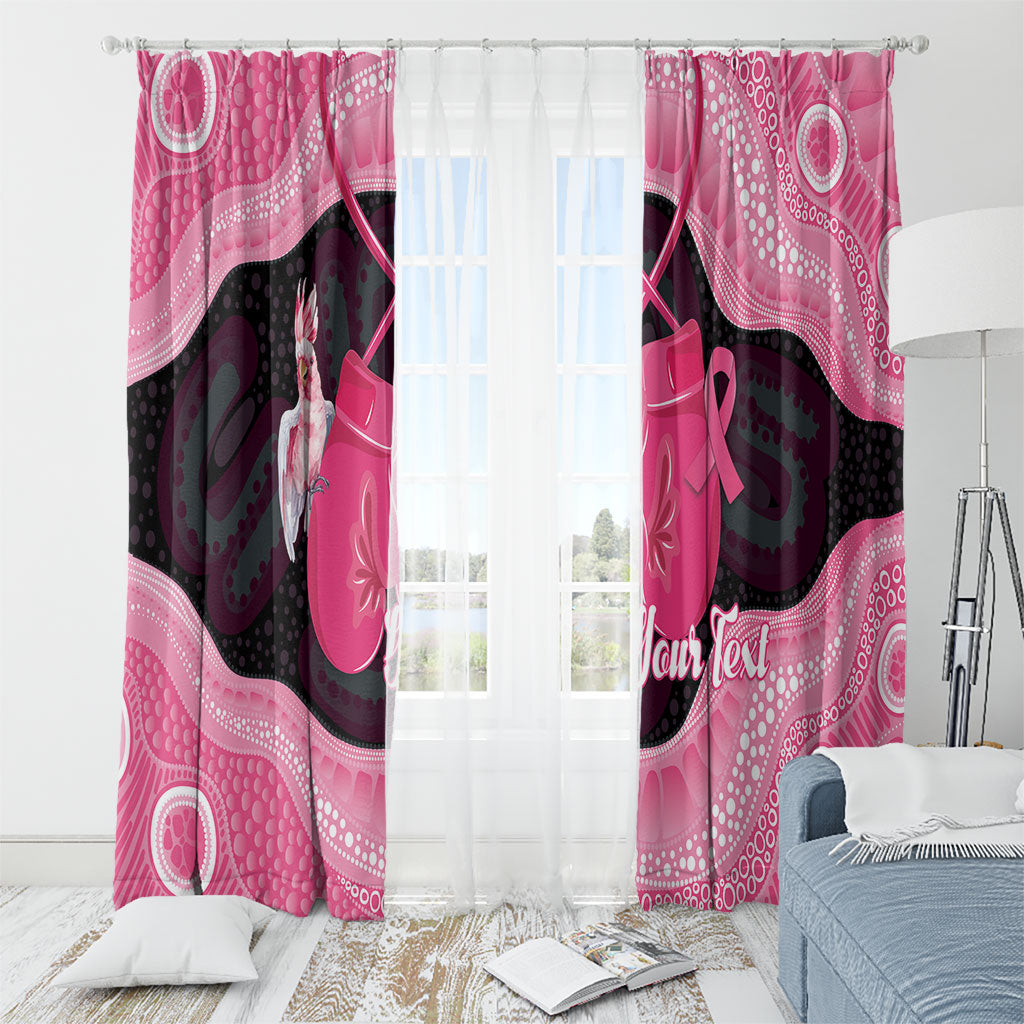 Personalised Australia Breast Cancer Support Window Curtain Pink Cockatoo Fight Boxing Gloves Aboriginal Art