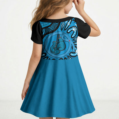 Australia Diabetes Support Kid Short Sleeve Dress Be Strong And Fight On Aboriginal Art
