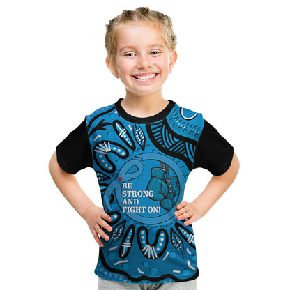 Australia Diabetes Support Kid T Shirt Be Strong And Fight On Aboriginal Art
