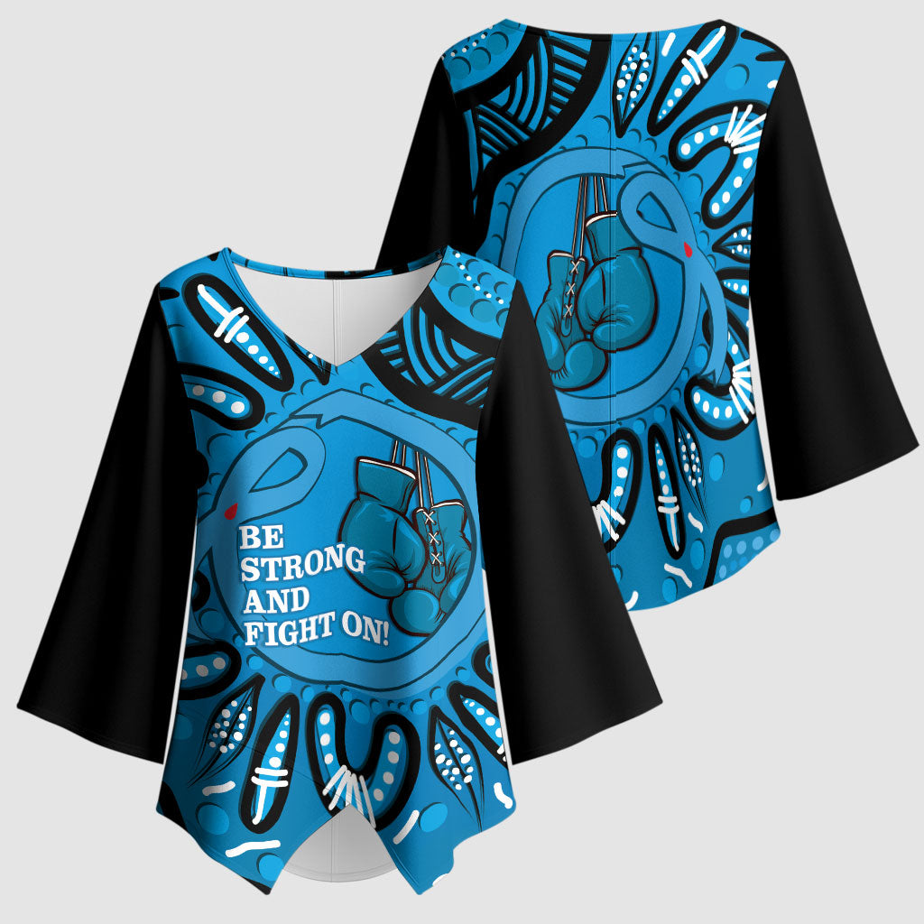 Australia Diabetes Support Kimono Sleeve Blouse Be Strong And Fight On Aboriginal Art