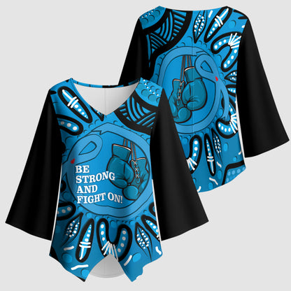 Australia Diabetes Support Kimono Sleeve Blouse Be Strong And Fight On Aboriginal Art