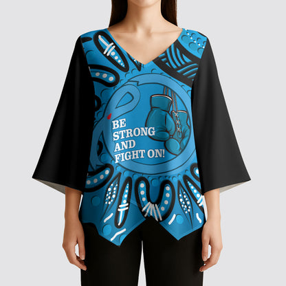 Australia Diabetes Support Kimono Sleeve Blouse Be Strong And Fight On Aboriginal Art
