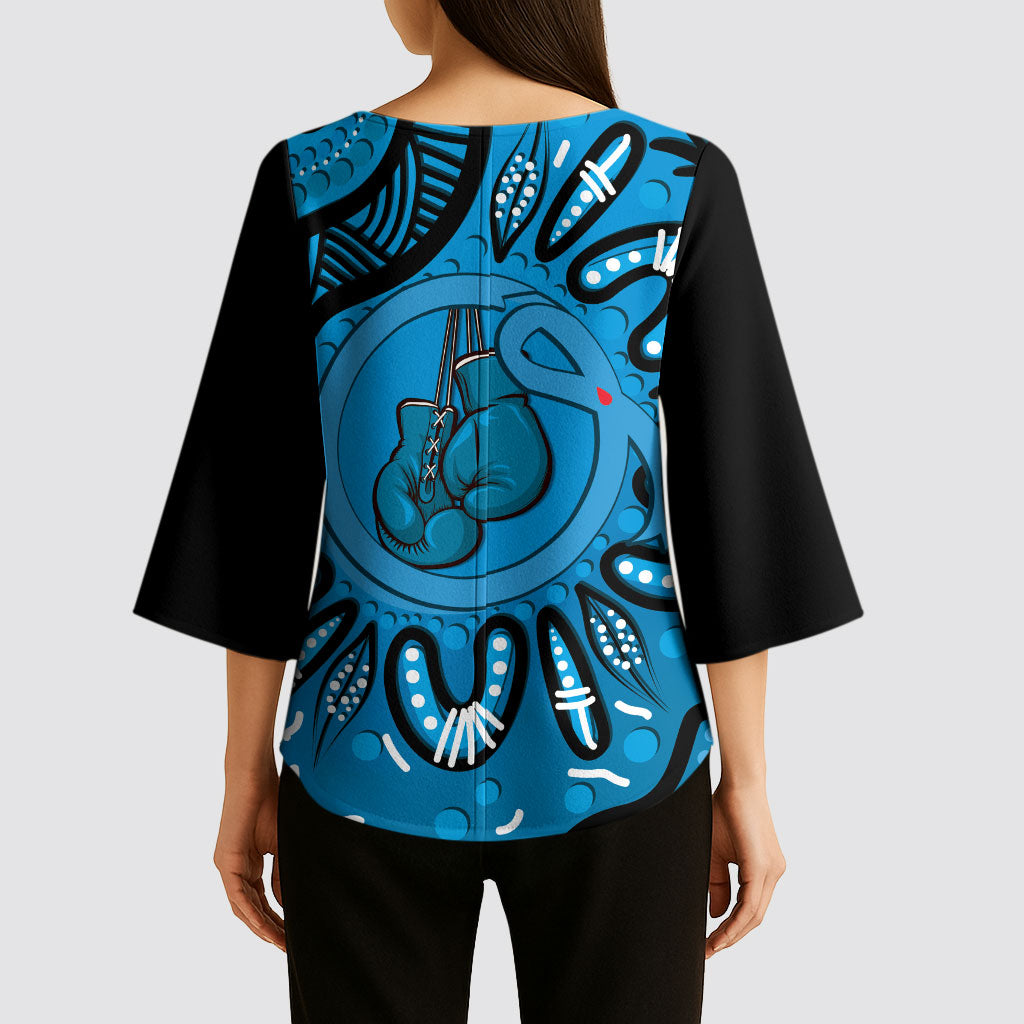 Australia Diabetes Support Kimono Sleeve Blouse Be Strong And Fight On Aboriginal Art