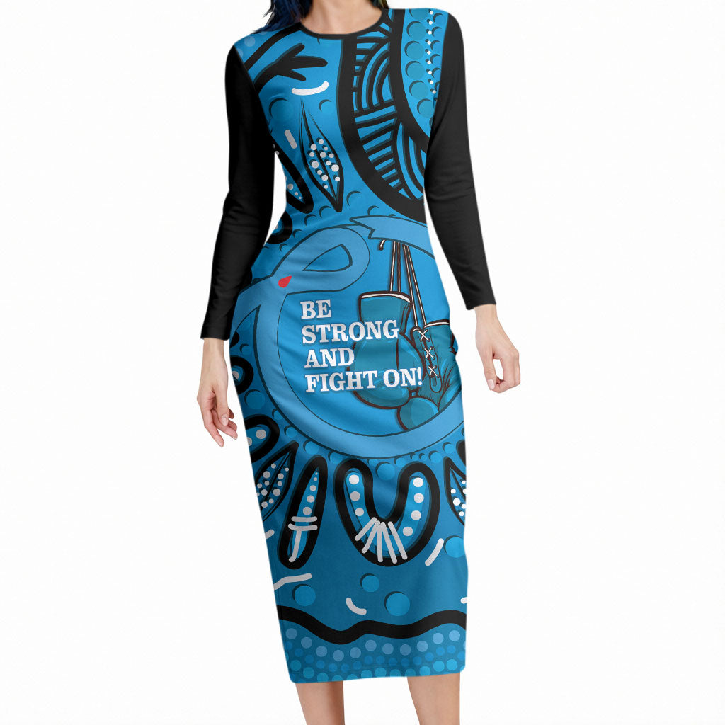 Australia Diabetes Support Long Sleeve Bodycon Dress Be Strong And Fight On Aboriginal Art
