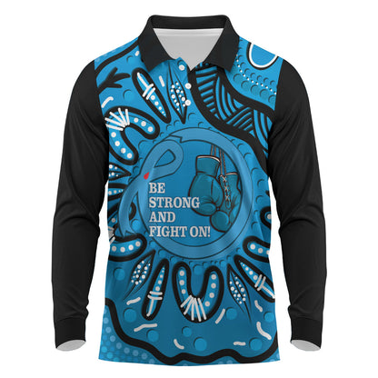 Australia Diabetes Support Long Sleeve Polo Shirt Be Strong And Fight On Aboriginal Art