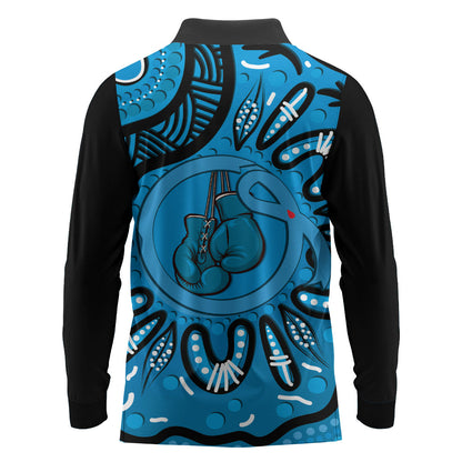 Australia Diabetes Support Long Sleeve Polo Shirt Be Strong And Fight On Aboriginal Art
