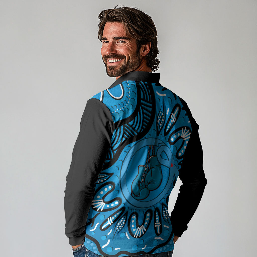 Australia Diabetes Support Long Sleeve Polo Shirt Be Strong And Fight On Aboriginal Art