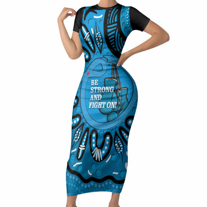 Australia Diabetes Support Short Sleeve Bodycon Dress Be Strong And Fight On Aboriginal Art